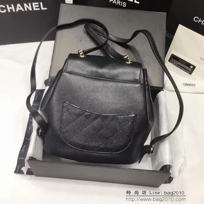 香奈兒CHANEL 型號93859黑色 原版球紋進口牛皮雙肩背包 DSC1308